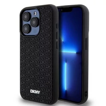   DKNY 3D Rubber Repeat Pattern case for iPhone 15 Pro Max hátlap, tok, fekete