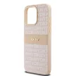 DKNY DKHCP15XPRTHSLP iPhone 15 Pro Max 6.7" hátlap, tok Leather Mono Stripe & Metal Logo, rózsaszín