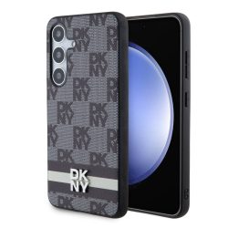   DKNY Samsung Galaxy S24 Plus PU Leather Checkered Pattern and Stripe DKHCS24MPCPTSSK hátlap, tok, fekete