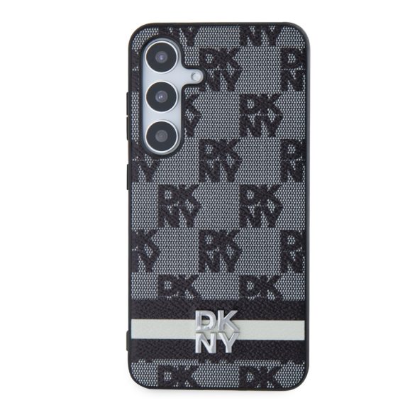 DKNY Samsung Galaxy S24 Plus PU Leather Checkered Pattern and Stripe DKHCS24MPCPTSSK hátlap, tok, fekete