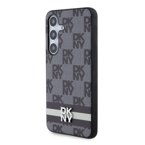 DKNY Samsung Galaxy S24 Plus PU Leather Checkered Pattern and Stripe DKHCS24MPCPTSSK hátlap, tok, fekete