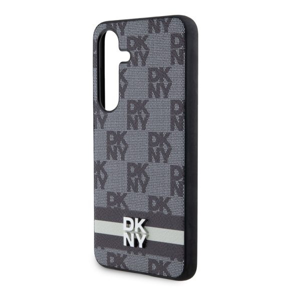 DKNY Samsung Galaxy S24 Plus PU Leather Checkered Pattern and Stripe DKHCS24MPCPTSSK hátlap, tok, fekete