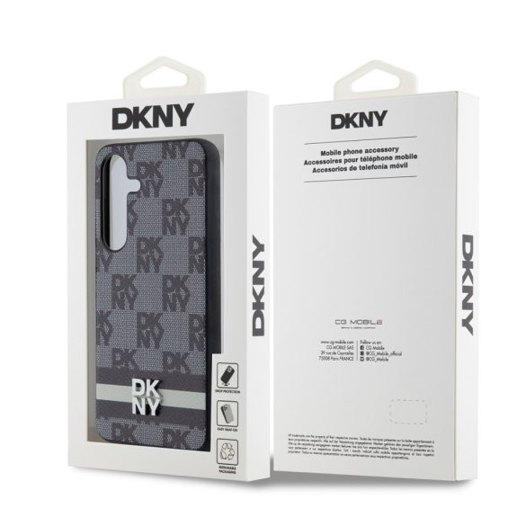 DKNY Samsung Galaxy S24 Plus PU Leather Checkered Pattern and Stripe DKHCS24MPCPTSSK hátlap, tok, fekete