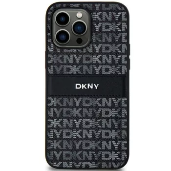   DKNY DKHCS24MPRTHSLK S24 Plus hátlap, tok Leather Mono Stripe & Metal Logo, fekete
