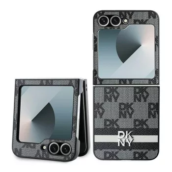   DKNY Checkered Pattern Printed Stripes Samsung Galaxy Z Flip 6 hátlap, tok, fekete