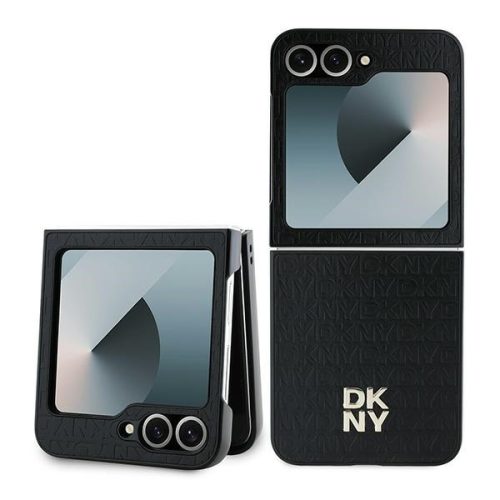 DKNY Repeat Pattern Stack Logo Samsung Galaxy Z Flip 6 hátlap, tok, fekete