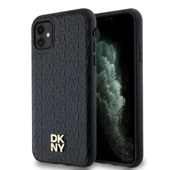   DKNY case for IPHONE 11 Magsafe hátlap, tok DKHMN61PSHRPSK Repeat Pattern W/Stack Logo, fekete