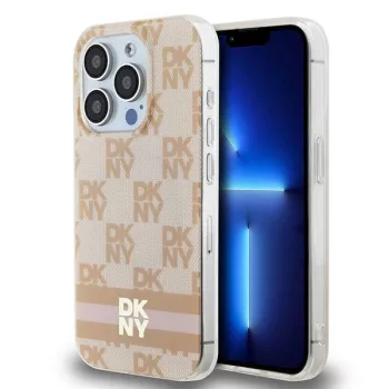   DKNY IML Checkered Mono Pattern & Printed Stripes MagSafe DKHMP13XHCPTSP iPhone 13 Pro Max hátlap, tok, rózsaszín