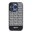 DKNY iPhone 14 Pro PU Leather Repeat Pattern Bottom Stripe MagSafe DKHMP14LPSOSPK, hátlap, tok, fekete