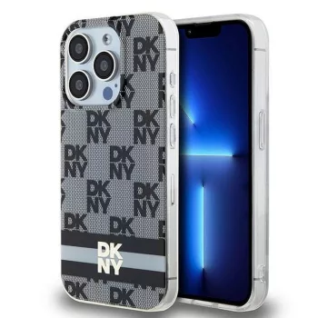   DKNY case for IPHONE 14 Pro Max Magsafe hátlap, tok DKHMP14XHCPTSK Checkered Pattern W/Printed Stripes, fekete