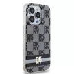 DKNY iPhone 15 Pro compatible with MagSafe DKHMP15LHCPTSK hátlap, tok MagSafe PC TPU Checkered Pattern W/Printed Stripes, fekete