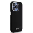 DKNY iPhone 15 Pro compatible with MagSafe DKHMP15LSMCHLK hátlap, tok MagSafe Silicone W/Horizontal Metal Logo, fekete