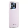 DKNY iPhone 15 Pro compatible with MagSafe DKHMP15LSMCHLP hátlap, tok MagSafe Silicone W/Horizontal Metal Logo, rózsaszín