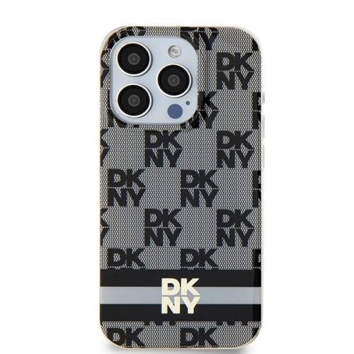 DKNY iPhone 15 Plus MagSafe DKHMP15MHCPTSK hátlap, tok MagSafe PC TPU Checkered Pattern W/Printed Stripes, fekete