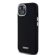 DKNY iPhone 15 Plus MagSafe DKHMP15MSMCHLK hátlap, tok MagSafe Silicone W/Horizontal Metal Logo, fekete
