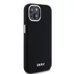 DKNY iPhone 15 Plus MagSafe DKHMP15MSMCHLK hátlap, tok MagSafe Silicone W/Horizontal Metal Logo, fekete