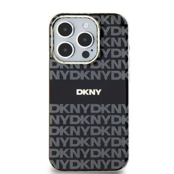   DKNY iPhone 15 MagSafe DKHMP15SHRHSEK hátlap, tok MagSafe PC TPU Repeat Texture Pattern W/ Stripe, fekete