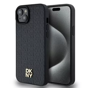   DKNY iPhone 15 compatible with MagSafe DKHMP15SPSHRPSK hátlap, tok MagSafe Pu Repeat Pattern W/Stack Logo, fekete