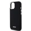 DKNY iPhone 15 compatible with MagSafe DKHMP15SSMCHLK hátlap, tok MagSafe Silicone W/Horizontal Metal Logo, fekete