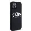 DKNY iPhone 15 compatible with MagSafe DKHMP15SSNYACH hátlap, tok MagSafe Silicone W/White Arch Logo, fekete