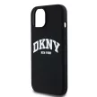 DKNY iPhone 15 compatible with MagSafe DKHMP15SSNYACH hátlap, tok MagSafe Silicone W/White Arch Logo, fekete