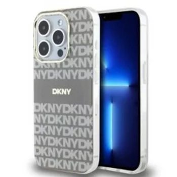   DKNY iPhone 15 Pro Max compatible with MagSafe DKHMP15XHRHSEE hátlap, tok MagSafe PC TPU Repeat Texture Pattern W/ Stripe, bézs