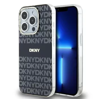   DKNY iPhone 15 Pro Max compatible with MagSafe DKHMP15XHRHSEK hátlap, tok MagSafe PC TPU Repeat Texture Pattern W/ Stripe, fekete