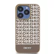 DKNY DKHMP15XPSOSPW iPhone 15 Pro Max 6.7" hátlap, tok Leather Printed Pattern Metal Logo MagSafe, barna