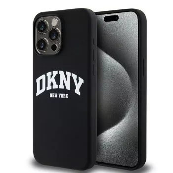   DKNY iPhone 15 Pro Max MagSafe DKHMP15XSNYACH hátlap, tok MagSafe Silicone W/White Arch Logo, fekete