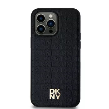   DKNY DKHMS24LPSHRPSK S24 Ultra hátlap, tok Leather Pattern Metal Logo MagSafe, fekete