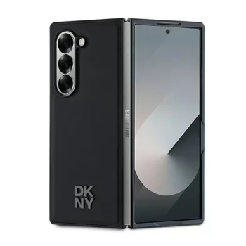   DKNY Magsafe Plain Leather Metal Stack Logo Samsung Galaxy Z Fold 6 hátlap, tok, fekete