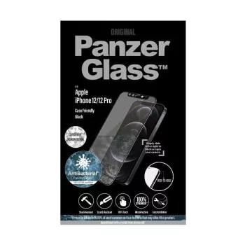   PanzerGlass kijelzővédő üvegfólia E2E iPhone 12 /12 Pro 6,1" CamSlider Swarovsky tokbarát antibakteriális 5D teljes kijelzős