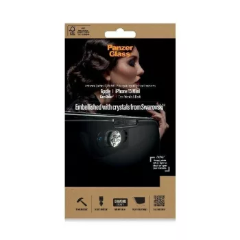   PanzerGlass kijelzővédő üvegfólia E2E iPhone 13 Mini 5,4" CamSlider Swarovsky tokbarát antibakteriális 5D teljes kijelzős