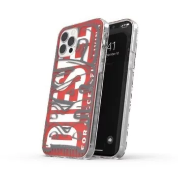   Diesel Snap Case Clear AOP iPhone 12 Pro Max hátlap, tok, piros-szürke