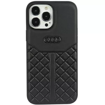  Audi Genuine Leather AU-TPUPCIP13P-Q8/D1-BK iPhone 13/13 Pro 6,1" valódi bőr hátlap, tok, fekete
