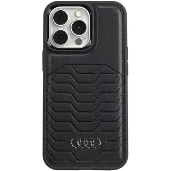   Audi Szintetikus bőr MagSafe iPhone 13/13 Pro 6.1", hátlap, tok, fekete
