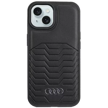   Audi Szintetikus bőr MagSafe iPhone 15 6.1", hátlap, tok, fekete