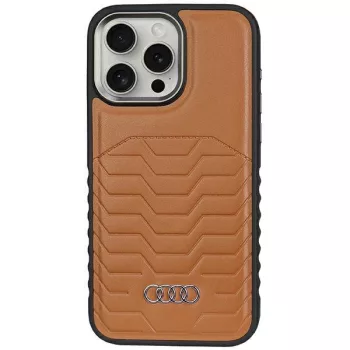   Audi Szintetikus bőr MagSafe iPhone 15 Pro Max 6.7" hátlap, tok, barna