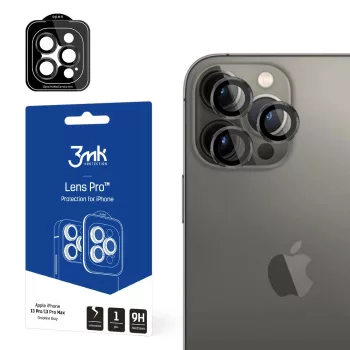   3MK Lens Protect Pro iPhone 13 Pro/13 Pro Max, szürke kamera védőfólia, rögzítőkerettel 1db.