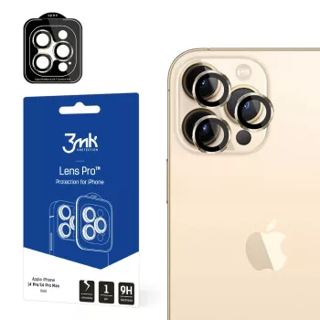   3MK Lens Protection Pro iPhone 14 Pro/14 Pro Max kamera objektív védelem rögzítőkerettel 1db, arany