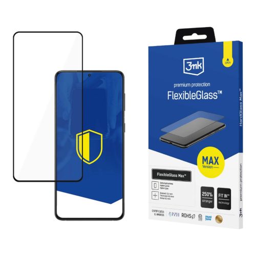 3MK FlexibleGlass Max Samsung Galaxy S21 FE 5G G990, fekete, hibrid üvegfólia, átlátszó,