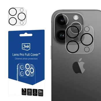   3MK Lens Pro Full Cover iPhone 12 Pro Max edzett üvegfólia kamera objektívhez, rögzítőkerettel 1 db