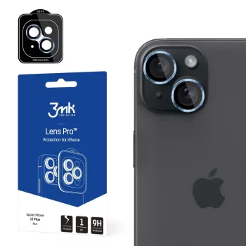   3MK Lens Protection Pro iPhone 15 Plus 6.1" kamera védőfólia rögzítőkerettel 1db, kék