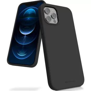   Mercury Silicone hátlap, tok iPhone 12 Pro Max 6.7", fekete