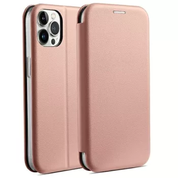   Beline Book Magnetic oldalra nyíló tok iPhone 14 Pro 6.1", rozéarany