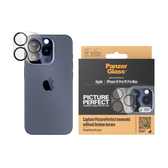PanzerGlass PicturePerfect iPhone 15 Pro / 15 Pro Max kameravédő üvegfólia (tempered glass), átlátszó