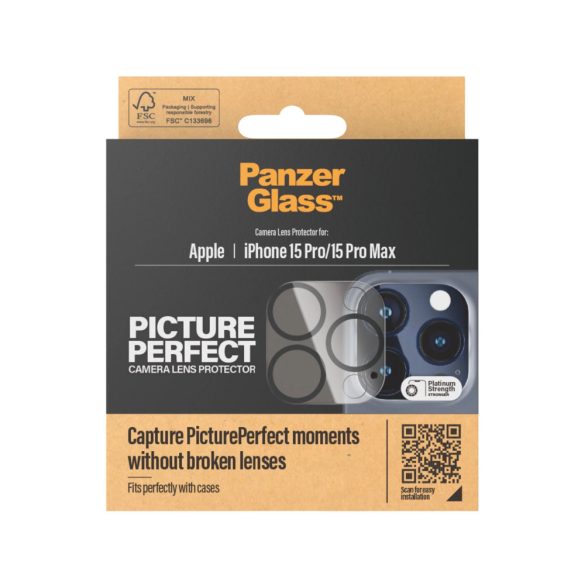 PanzerGlass PicturePerfect iPhone 15 Pro / 15 Pro Max kameravédő üvegfólia (tempered glass), átlátszó