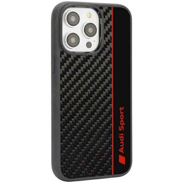 Audi Carbon Fiber Stripe iPhone 14 Pro Max (AUS-TPUPCIP14PM-R8/D1-BK) hátlap, tok, fekete