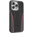 Audi Genuine Leather MagSafe iPhone 14 Max (AU-TPUPCMIP14PM-R8/D3-RD) MagSafe hátlap, tok, fekete-piros