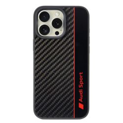   Audi Carbon Fiber Stripe iPhone 16 Pro Max (AUS-TPUPCIP16PM-R8/D1-BK) hátlap, tok, fekete